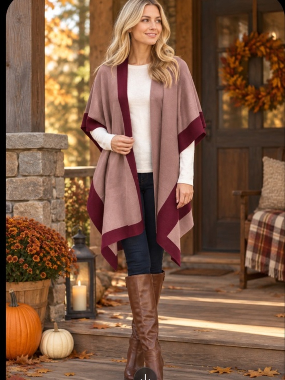 Lululemon bundle up wool
Blend poncho wrap one size